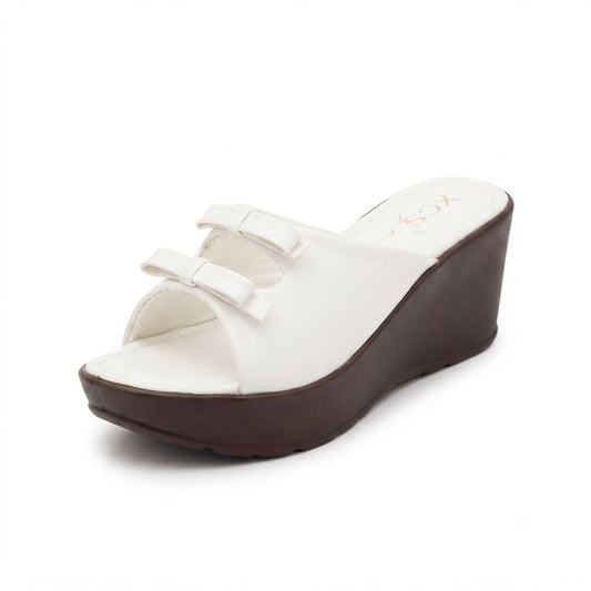 double bow patent white wedge slide