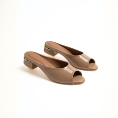 Brown peep toe heel