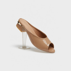 Brown peep toe heel