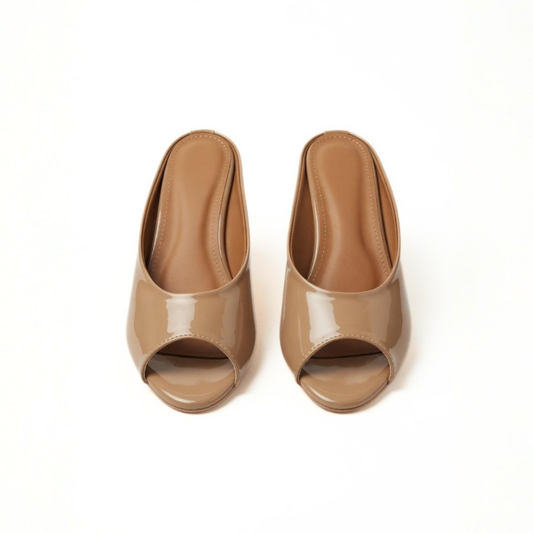 Brown peep toe heel