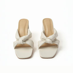 White Knot Square Heels