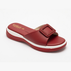 Maroon Buckle Slippers