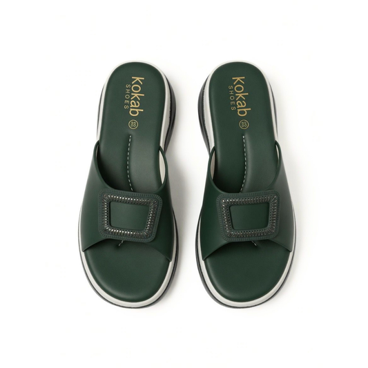 Green Buckle Slippers