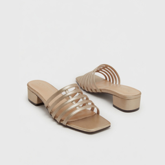 Multi-Strap Gold Heel