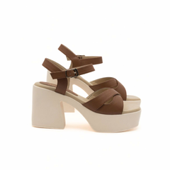 Brown Crisscross Platform Heels