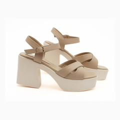 Beige Crisscross Platform Heels
