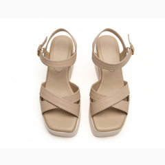 Beige Crisscross Platform Heels