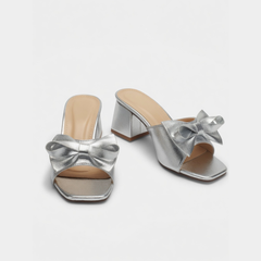 Silver Bow Heels