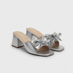 Silver Bow Heels