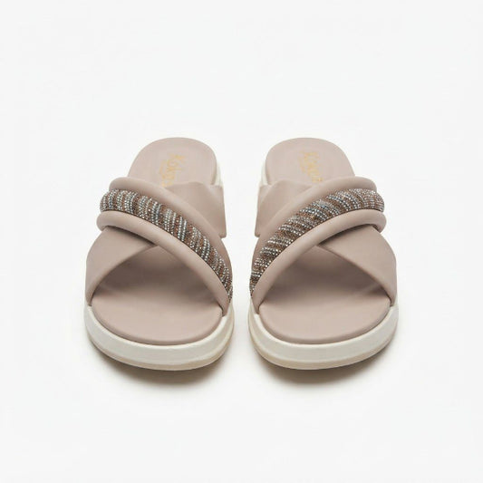Cream Crisscross Slides