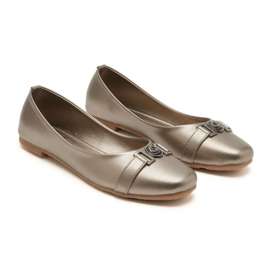 Gray Buckle Pumps