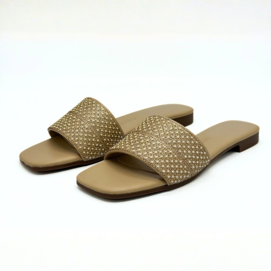 Studded Beige Slides