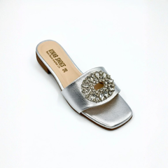 Silver Embellished Slides