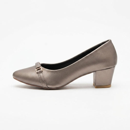 Grey Block Heel Pumps