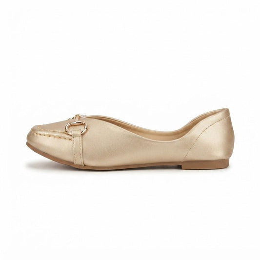 Golden Flat Pumps