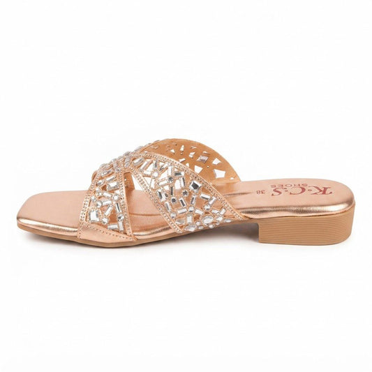 Peach Crystal Flats