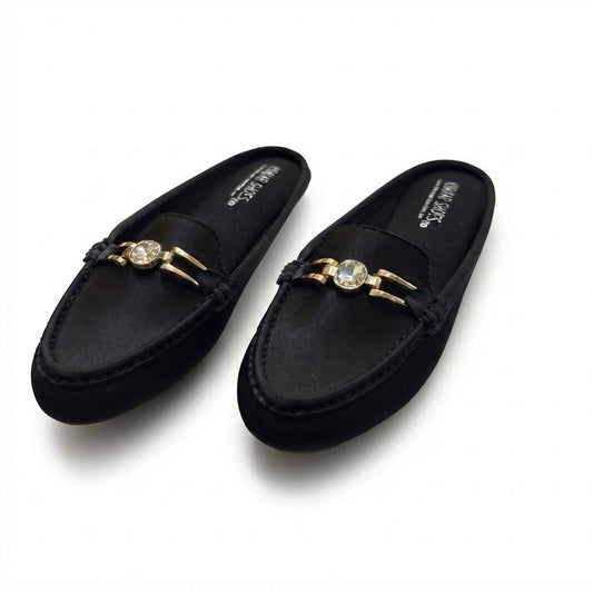 Black Open-back Flat Loafers