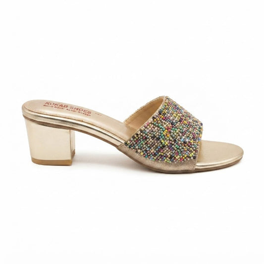 Golden Rainbow Beaded Heels