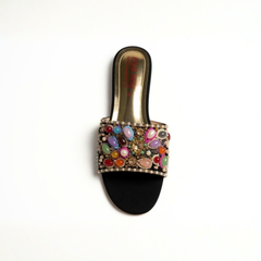 Black Jeweled Slides
