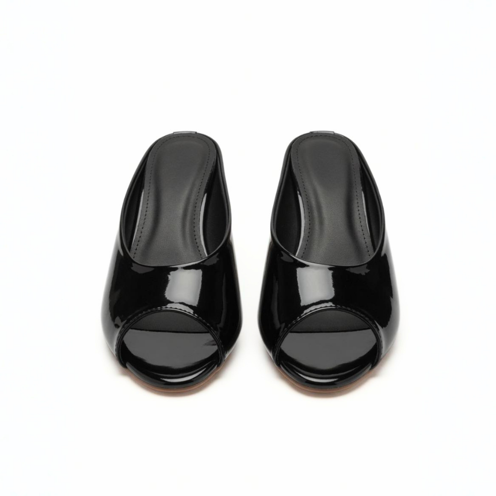 Black peep toe heel