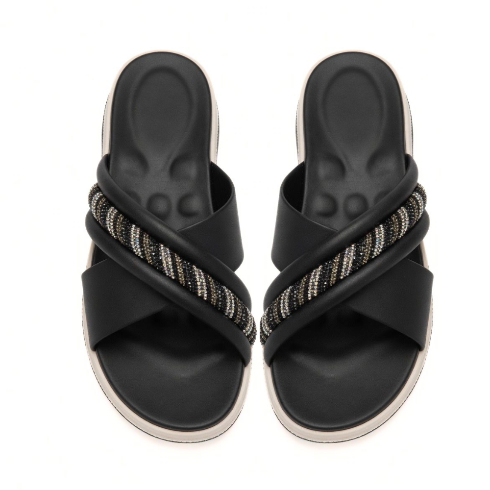 Black Crisscross Slides