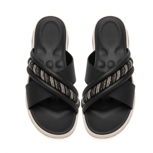 Black Crisscross Slides