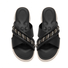 Black Crisscross Slides