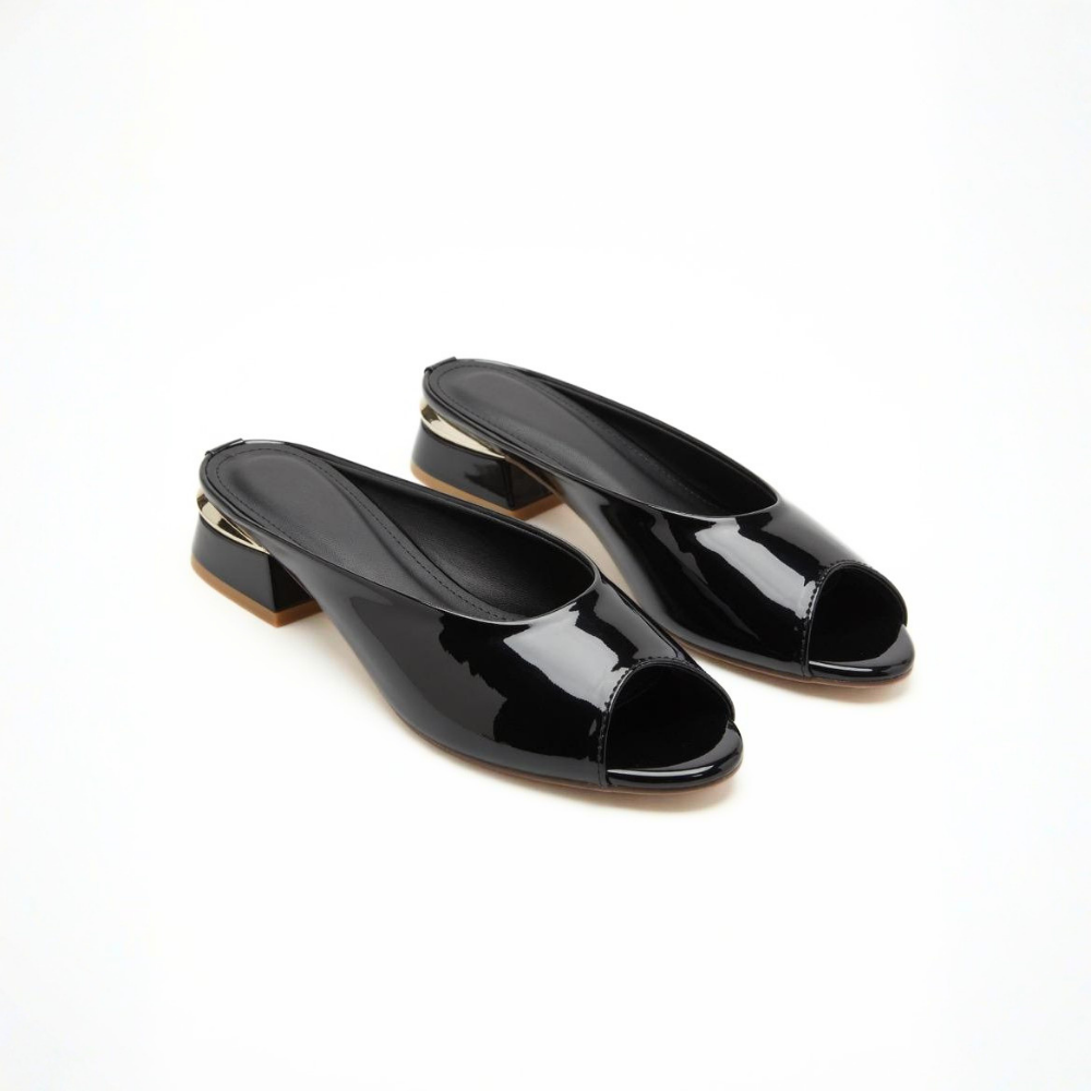 Black peep toe heel