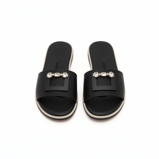 Pearl Black Slippers