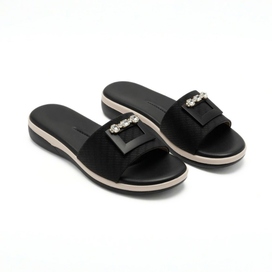 Pearl Black Slippers