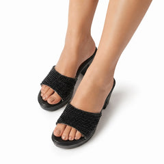 Black Beaded Platform heels