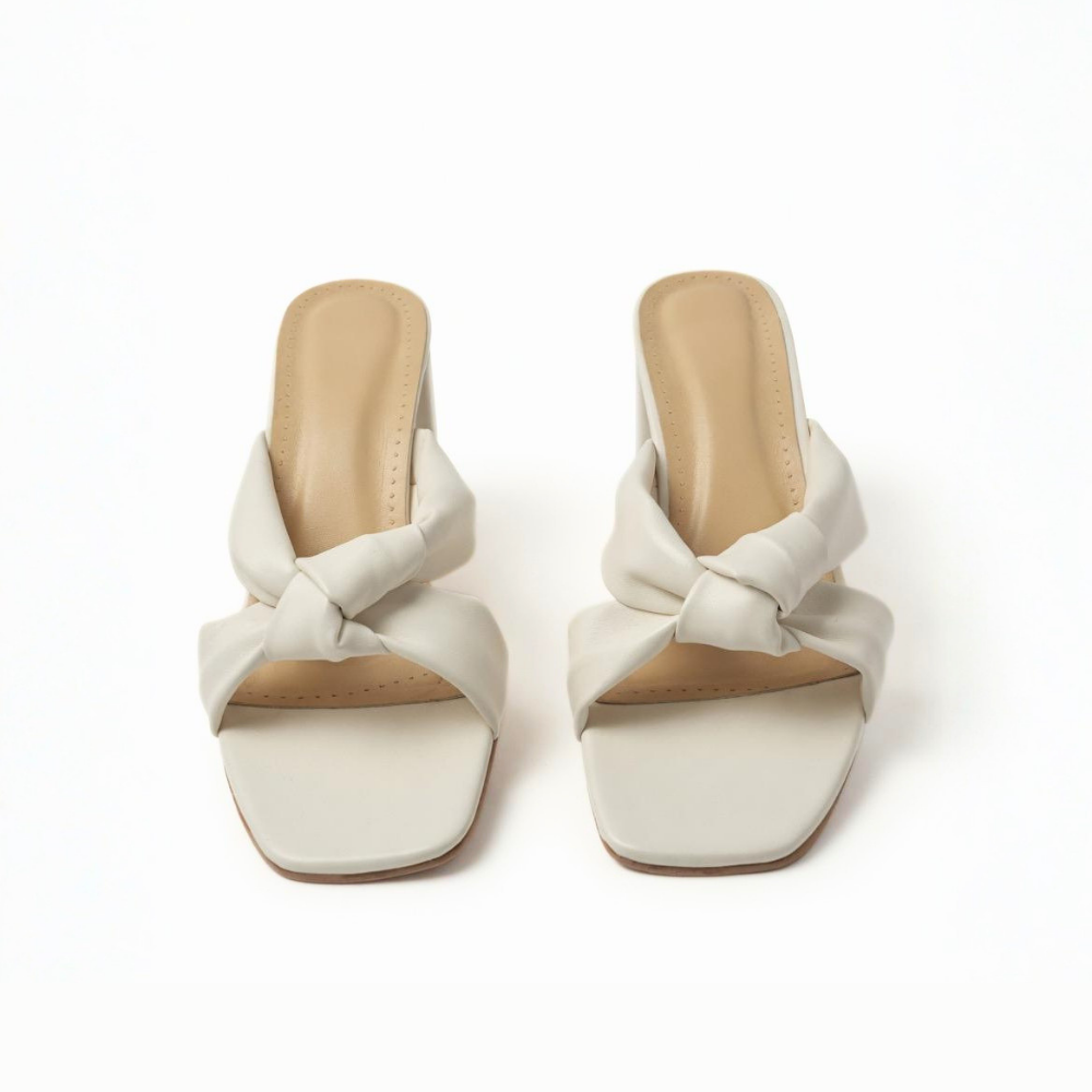 White Knot Square Heels