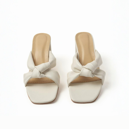 White Knot Square Heels