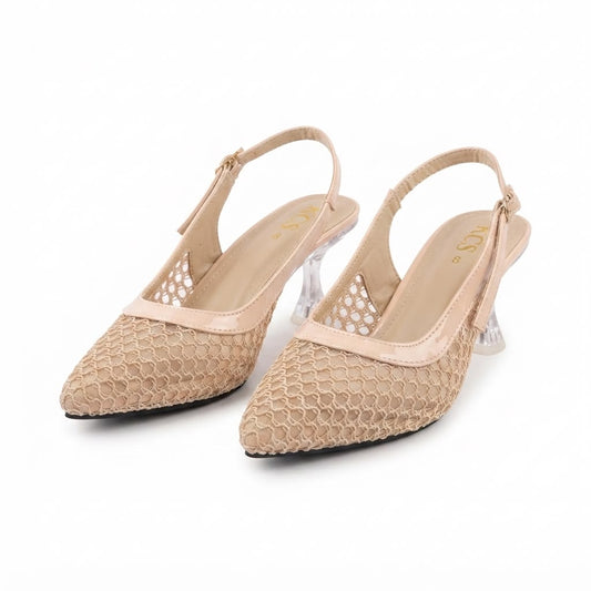 Cream mesh heels