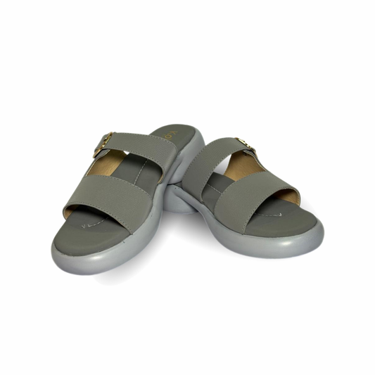 Gray Double Strap Sandals