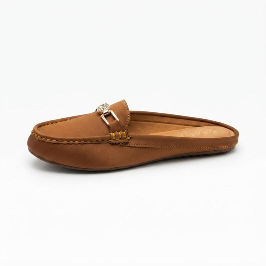 Mustard Open-back Flat Loafers