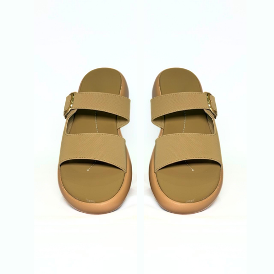 Mustard Double Strap Slippers