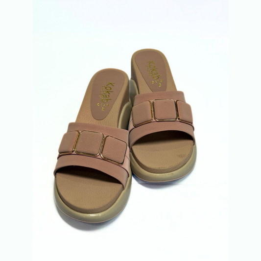 Chunky Pink Buckle Slippers
