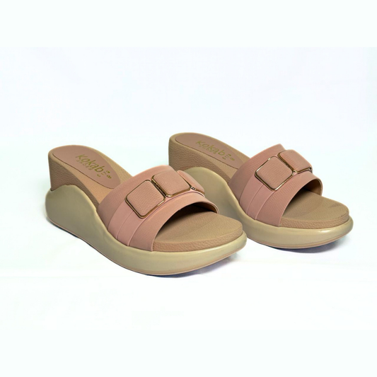 Chunky Pink Buckle Slippers