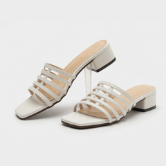 Multi-Strap Ivory Heel