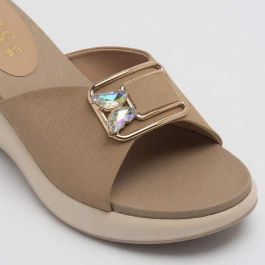 Brown Wedge Buckle Slides