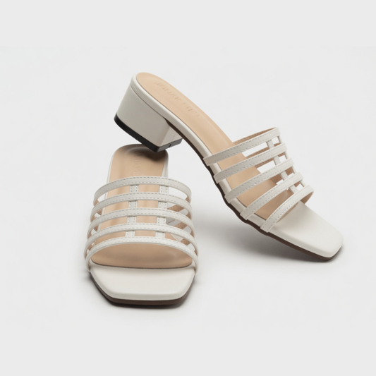 Multi-Strap Ivory Heel