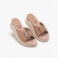 Blush Wedge Buckle Slides