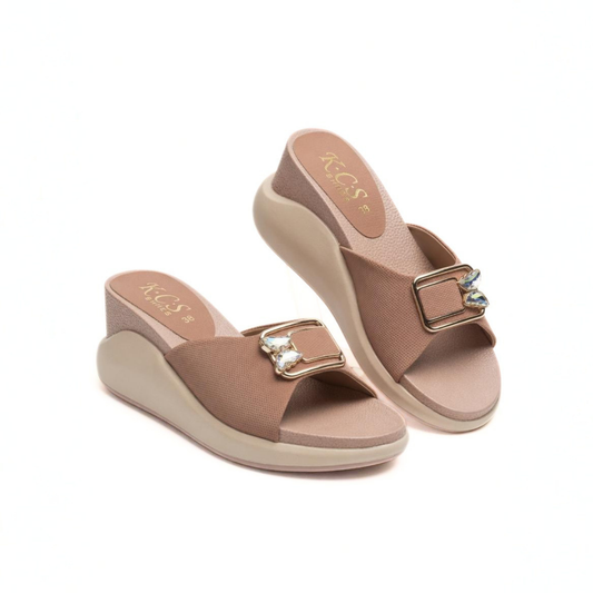 Blush Wedge Buckle Slides