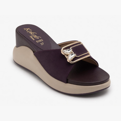 Plum Wedge Buckle Slides