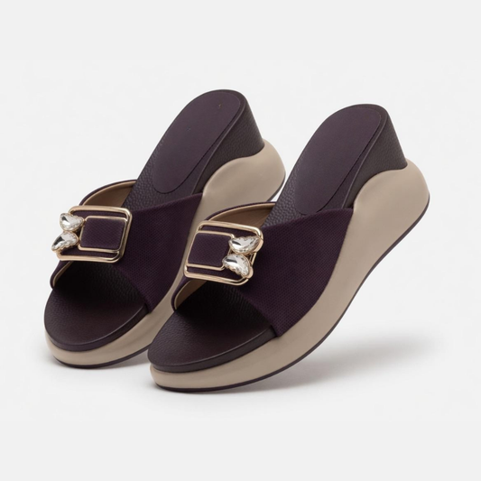 Plum Wedge Buckle Slides