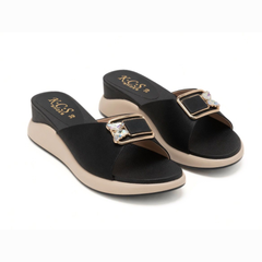 Black Wedge Buckle Slides