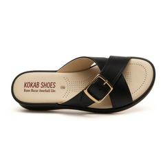 Black Crisscross Wedge Slides