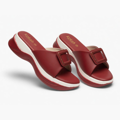 Maroon Buckle Slippers