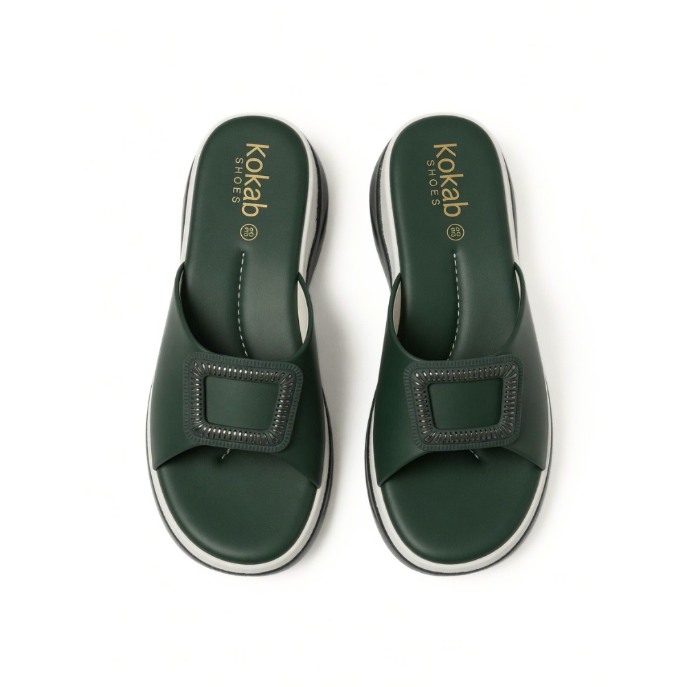 Green Buckle Slippers